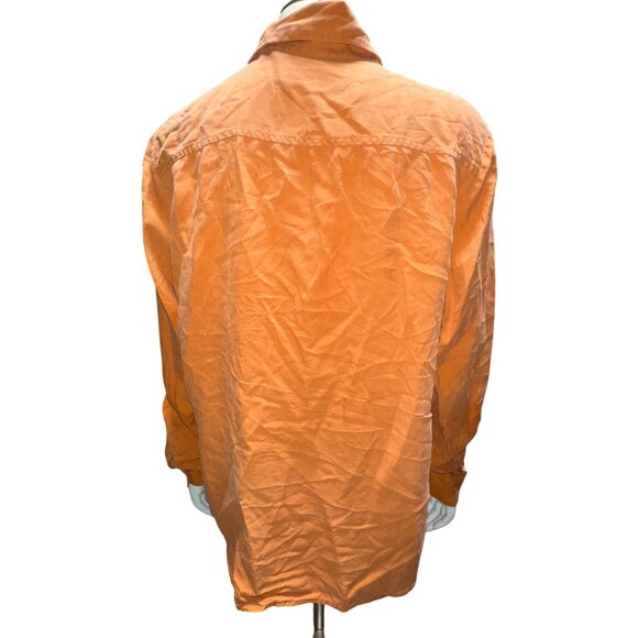Ann Taylor Size 12 Orange 100 Percent Silk Button Down Blouse Workwear City Chic - Picture 4 of 10